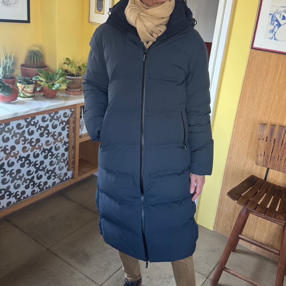 Aritzia Long Navy Puffer Coat